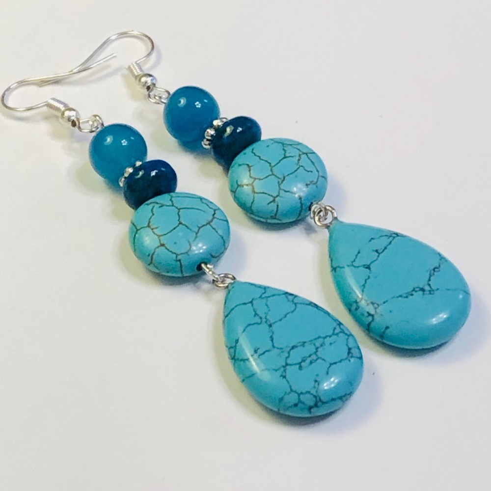 Boho Turquoise Howlite Agate Chrysocolla Earrings
